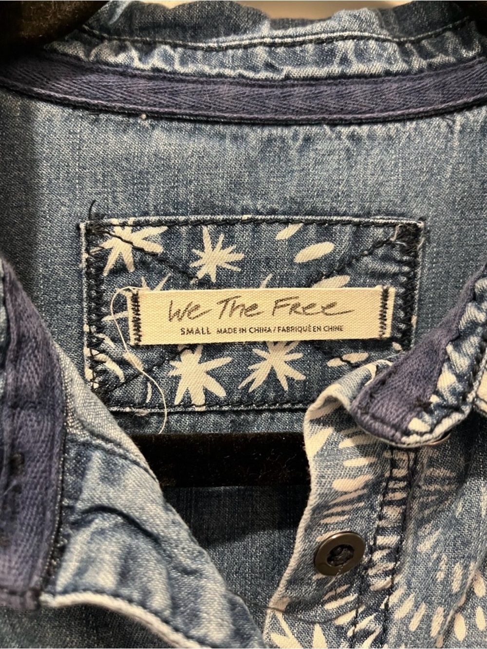 We the free people Marrakesh Embroidered Denim Top small boho jean - Picture 4 of 8